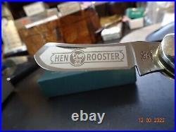 Hen & Rooster Pocket Knife Sowbelly 4 Cuttin Horse Series Stag 3- 1095 Blades
