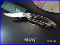 Hen & Rooster Pocket Knife Sowbelly 4 Cuttin Horse Series Stag 3- 1095 Blades