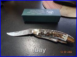 Hen & Rooster Pocket Knife Sowbelly 4 Cuttin Horse Series Stag 3- 1095 Blades