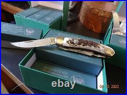 Hen & Rooster Pocket Knife Sowbelly 4 Cuttin Horse Series Stag 3- 1095 Blades