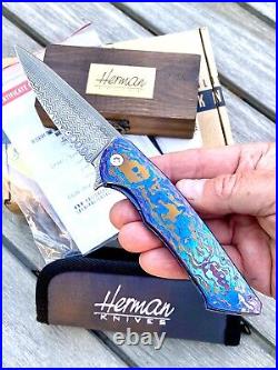 Herman Knives Full Dress Slim #6 Timascus Damasteel Hard to Get Knife New