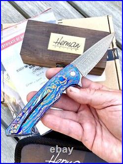 Herman Knives Full Dress Slim #6 Timascus Damasteel Hard to Get Knife New