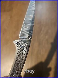 Hethcoat Custom Damascus Razorbac Frame lock 2.4 Damascus Blade, Handmade