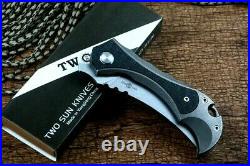 High-End Clip Point Folding Knife Pocket Hunting Survival 14C28N Steel Titanium