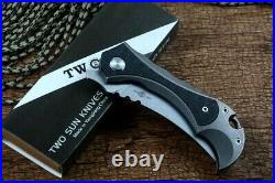 High-End Clip Point Folding Knife Pocket Hunting Survival 14C28N Steel Titanium