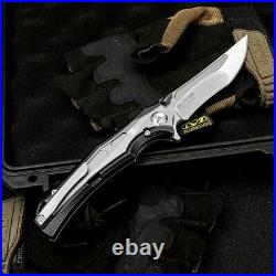 High-End Drop Point Folding Knife Pocket Hunting Survival 14C28N Steel Titanium
