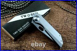 High-End Tanto Folding Knife Pocket Hunting Wild Survival 14C28N Steel Titanium