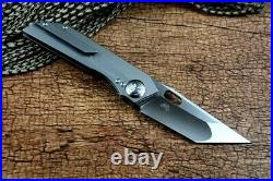 High-End Tanto Folding Knife Pocket Hunting Wild Survival 14C28N Steel Titanium