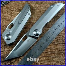 High-End Tanto Folding Knife Pocket Hunting Wild Survival 14C28N Steel Titanium