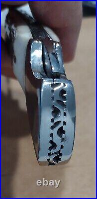 High Quality Custom folding Pocket Knife, lock back, Sambar Stag, Damascus