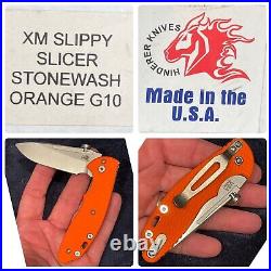 Hinderer Knives XM Slippy Slicer Stonewash Orange G10 Brand New In Box BNIB