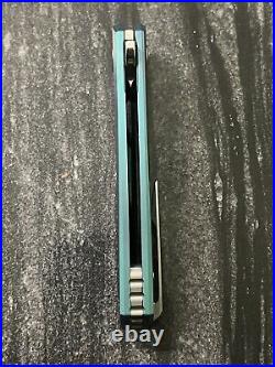 Holt Bladeworks Morpheus V2 #679 Blue Pinstripes Titanium Near Mirror M390