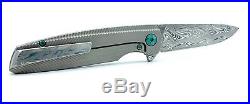 Holt Bladeworks Specter, Damasteel, Feather, Antique Green Anodize Box New Knife