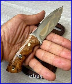 Hunting Knife 1075 Carbon Steel and Chestnut Wood Handle Blacksmith Made Camping