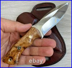 Hunting Knife 1075 Carbon Steel and Chestnut Wood Handle Blacksmith Made Camping