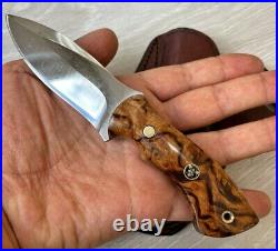 Hunting Knife 1075 Carbon Steel and Chestnut Wood Handle Blacksmith Made Camping