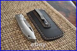 J. E. Made Knife Pheonix + Custom Titanium Clip Leather Pocket Slip