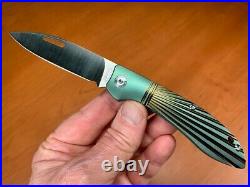 J. E. Made phoenix slip joint knife milled green/bronze ti (3.19 hand ground)