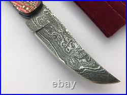 JE Custom Folding Knife Mother Board Handles Titanium Liner Lock Damascus Blade