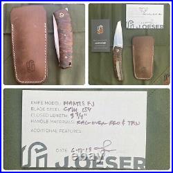 Jared Oeser Custom Knives Mantis Flipjoint Pocket Knife Rag Burlap Red & Tan