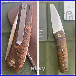 Jared Oeser Custom Knives Mantis Flipjoint Pocket Knife Rag Burlap Red & Tan