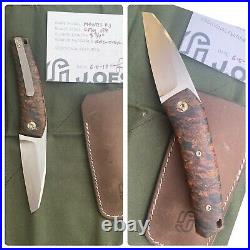 Jared Oeser Custom Knives Mantis Flipjoint Pocket Knife Rag Burlap Red & Tan