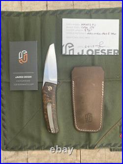 Jared Oeser Custom Knives Mantis Flipjoint Pocket Knife Rag Burlap Red & Tan