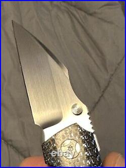 Jared Vanotterloo JVO custom folding knife RWL-34 Steel, lightning CF Scales