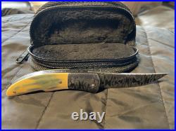 Jay Nickell Blue Mammoth Damascus Steel Folding Knife
