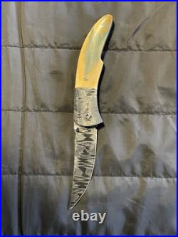 Jay Nickell Blue Mammoth Damascus Steel Folding Knife