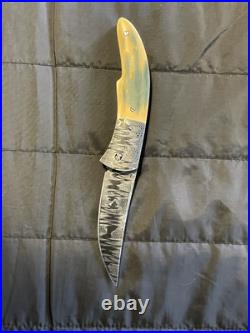 Jay Nickell Blue Mammoth Damascus Steel Folding Knife