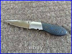 Jeff CHAFFEE Custom Handmade Pocket Knife Carbon Fiber Blue Lock