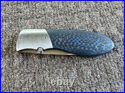 Jeff CHAFFEE Custom Handmade Pocket Knife Carbon Fiber Blue Lock