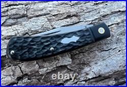 Jeff Pearce Custom Jigged Black Paper Micarta Cpm 154 Trapper Knife