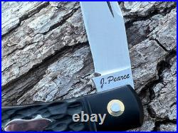 Jeff Pearce Custom Jigged Black Paper Micarta Cpm 154 Trapper Knife