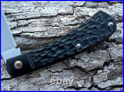 Jeff Pearce Custom Jigged Black Paper Micarta Cpm 154 Trapper Knife
