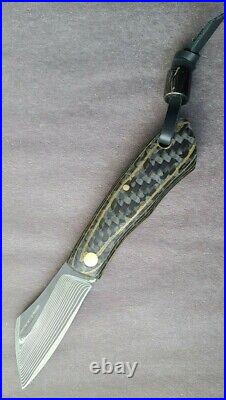 Jeff Pearce Custom Slipjoint Small Dragon Strike Raptor with Brass Fat Carbon Bead