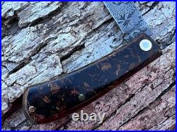 Jeff Pearce Custom Wwii Rag Micarta Damascus Small Zulu Knife
