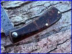 Jeff Pearce Custom Wwii Rag Micarta Damascus Small Zulu Knife