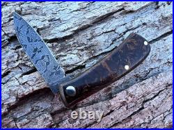 Jeff Pearce Custom Wwii Rag Micarta Damascus Small Zulu Knife