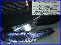 Jeff Vandermeulen Knives Mirror Damascus #27 Kraken Timascus Black Mokuti Knife