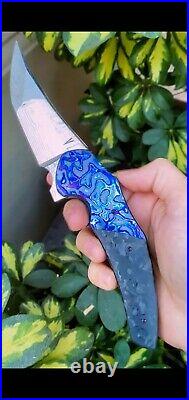 Jeff Vandermeulen Knives Mirror Damascus #27 Kraken Timascus Black Mokuti Knife