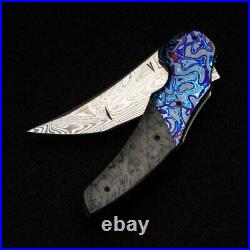 Jeff Vandermeulen Knives Mirror Damascus #27 Kraken Timascus Black Mokuti Knife