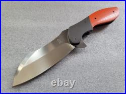 Jeremy Marsh Knives Vanquish, Hand Satin, Blasted Ti, Polished Orange G-10, IKBS