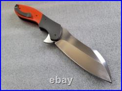 Jeremy Marsh Knives Vanquish, Hand Satin, Blasted Ti, Polished Orange G-10, IKBS