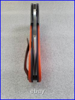 Jeremy Marsh Knives Vanquish, Hand Satin, Blasted Ti, Polished Orange G-10, IKBS