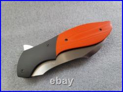 Jeremy Marsh Knives Vanquish, Hand Satin, Blasted Ti, Polished Orange G-10, IKBS