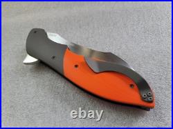 Jeremy Marsh Knives Vanquish, Hand Satin, Blasted Ti, Polished Orange G-10, IKBS