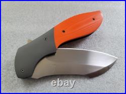 Jeremy Marsh Knives Vanquish, Hand Satin, Blasted Ti, Polished Orange G-10, IKBS