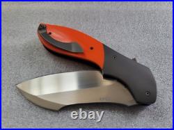 Jeremy Marsh Knives Vanquish, Hand Satin, Blasted Ti, Polished Orange G-10, IKBS